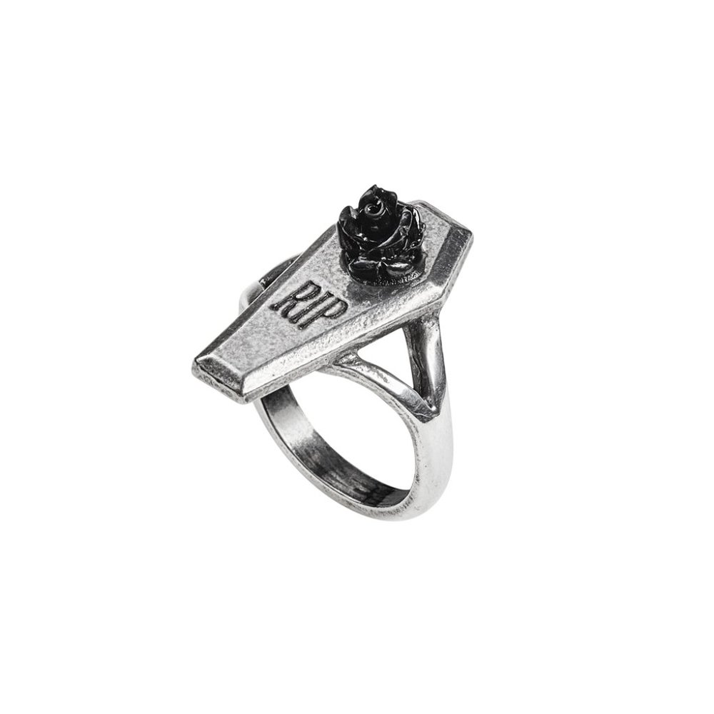 Alchemy Gothic RIP Rose Casket Ring Sizes 6-9.5 - Picture 3 of 6